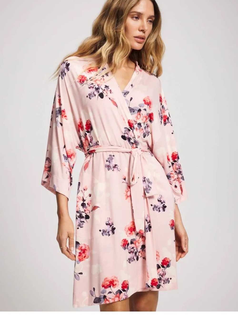 Soma Cool Nights Pink Floral Robe Small Medium